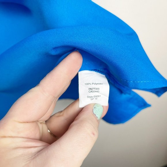 🚨SOLD🚨 J. CREW Blue Half Button Chiffon Tank Top Women's Size 10 - Picture 6 of 8